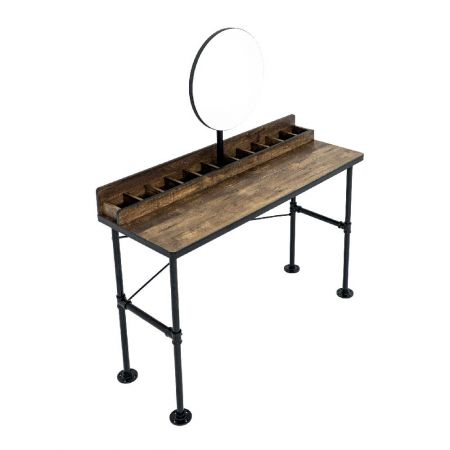 Hlavní složení toaletního stolku je velmi jednoduché: zrcadlo a deska stolu na odkládání kosmetiky. Jeho funkcí je pohodlné a pohodlné líčení. Prostorná a dlouhá deska stolu s průhledným zrcadlem splňuje tento standard a nepředstavuje zbytečnou zátěž.